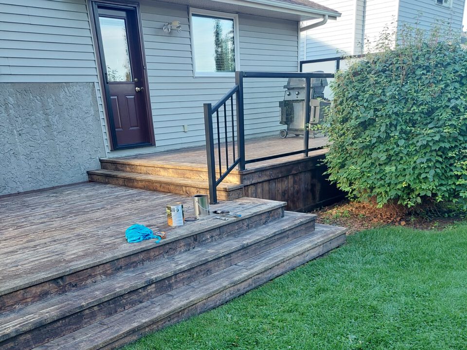 Weathered deck before staining